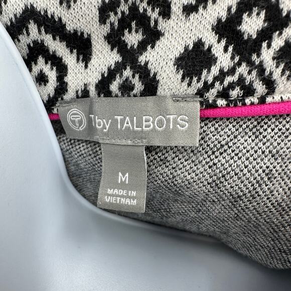 Talbots Sweater WMNS M Black White Fair-Isle Half Zip Pullover Winter Chalet Top - Picture 8 of 10